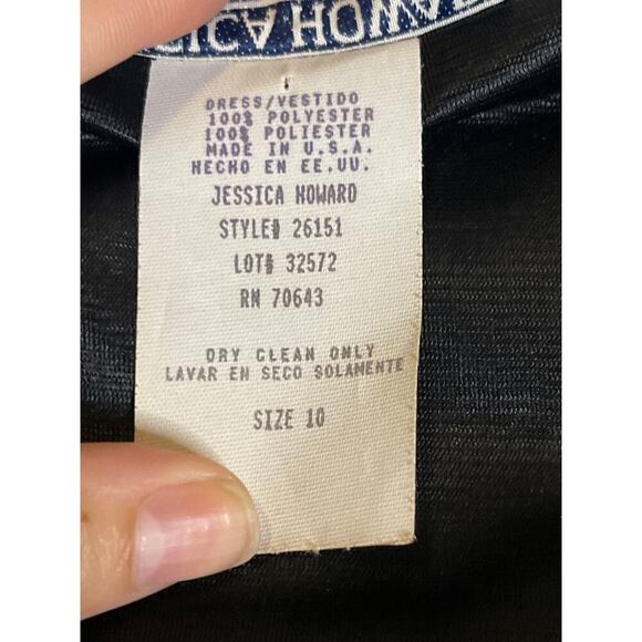 VTG Jessica Howard Black Floral Short Sleeve Floor Length Dress Women's Size 10 - Picture 6 of 6